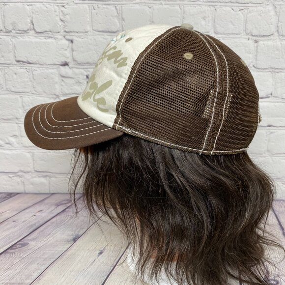 Vintage American Eagle Women Trucker Hat Mesh Cap Snapback Brown White Foam - Picture 2 of 10